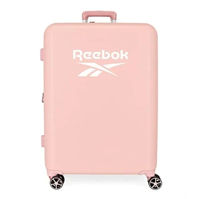 Abbildung von Reebok Roxbury Koffer, mittelgroß, Rosa, 48 x 70 26 cm, fester ABS Kunststoff, integrierter TSA Verschluss, 81 l, 2,5 kg, 4 Doppelrollen, Maleta mediana, Mittelgroßer Koffer