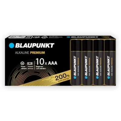 Abbildung von BLAUPUNKT Premium AAA Alkalibatterien Packung mit 10, am besten für Gamecontroller und Spielsachen, LR03BPR/10CB