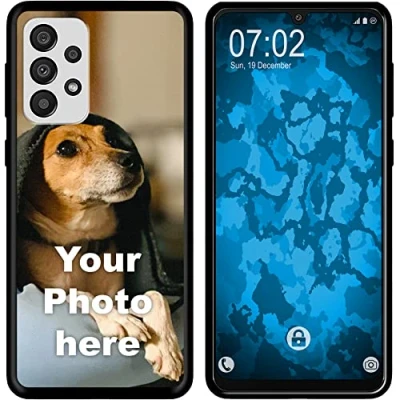 Abbildung von PhoneNatic personalisierte Handyhülle für Galaxy A33 5G Custom Case in Schwarz zum selbst gestalten mit eigenem Foto Bild Text individuell