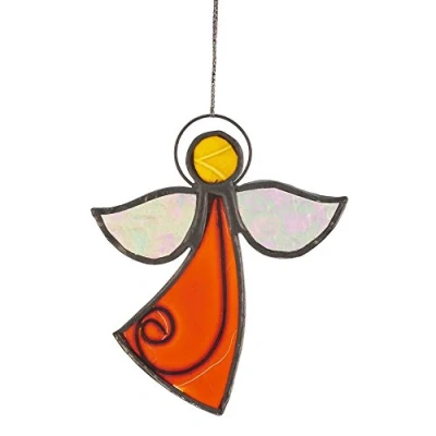 Abbildung von HAB &amp; GUT HA0G1 Windspiel Glas ORANGE, WEIß, GELB, Engel, 10 x 8,5 cm, Mobile für Fenster, Wand, Garten, Terrasse und Balkon