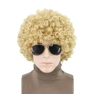 Abbildung von LeMarnia Unisex Erwachsene Golden 70er Afro Perücke Halloween Party Kostüm Perücken