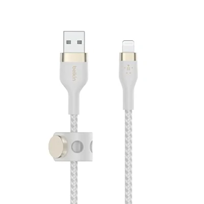 Abbildung von Boost↑Charge USB A naar Lightning kabel braided siliconen 1 Meter von Belkin / Weiß Stoff
