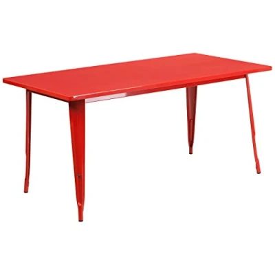Abbildung von Flash Furniture Charis Commercial Grade 80 x 160 cm rechteckiger roter Metalltisch für drinnen und draußen