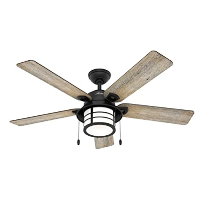 Abbildung von Hunter Santorini Ventilator m. Licht, holz/schwarz