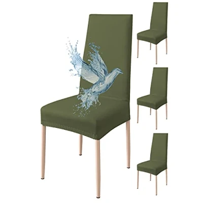 Abbildung von Poligino Stuhlhussen 4er Set Wasserdicht Stretch Universale Weich und Bequem, Stuhlbezug für Haus, Küche, Hochzeit, Restaurant, Party, Hotel, Zeremonie, Bankett Grün