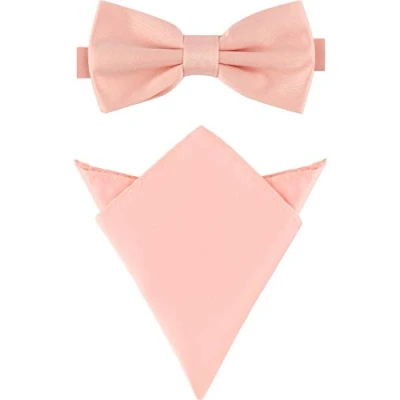 Abbildung von Ladeheid Herren Schmale Fliege &amp; Einstecktuch Set M/P (12cm x 6cm, 22cm 22cm, Lachs)