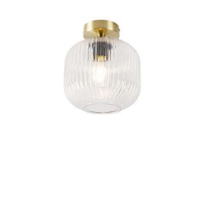 Abbildung von Qazqa Deckenleuchte Karel, ohne Leuchtmittel, E27, Gold/Messing, Art Deco, Glas, 1 flammig