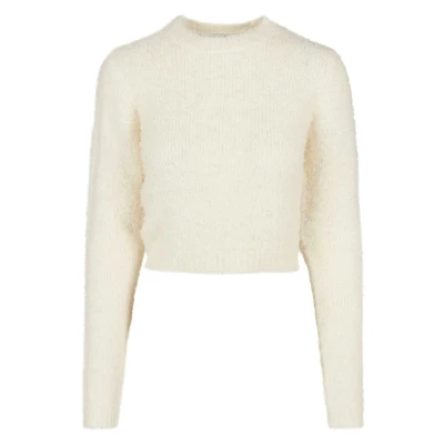 Abbildung von Urban Classics Damen Ladies Cropped Feather Sweater Sweatshirt, whitesand, XL