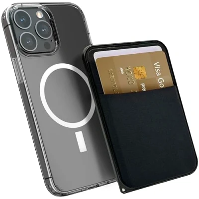 Abbildung von MyGadget Magnetische Magsafe Wallet Kunstleder mit 2X Kartenfächern kompatibel Apple iPhone 16 15 14 13 12 Series Schwarz