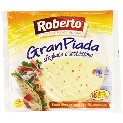 Abbildung von 5x Roberto GranPiada Classica,Dünnes und Duftendes Piadina Brot,Packung mit 330g, Jede Packung enthält 3 Wraps + Italian Gourmet Polpa di Pomodoro 400g Dose