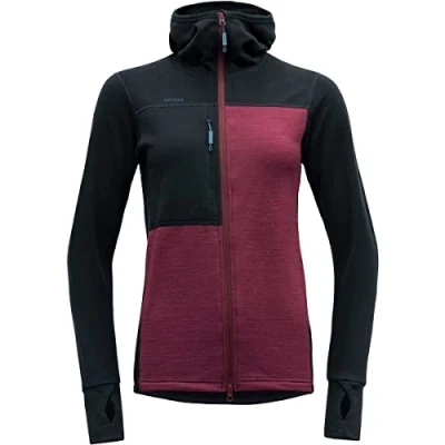 Abbildung von Devold Damen Nibba Merino JKT Hood Jacke, Ink/Beetroot, S