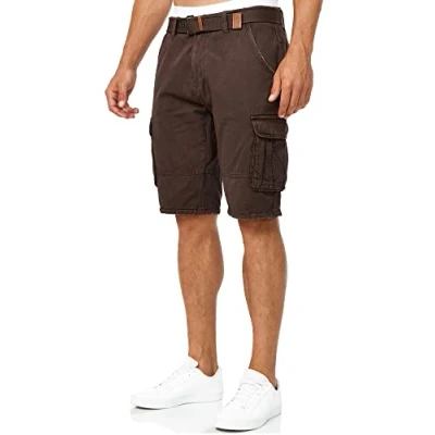 Abbildung von Indicode Herren Monroe Cargo Shorts inkl. Gürtel Bermuda Männer Sommerhose aus Baumwolle Dk Brown L