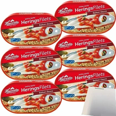 Abbildung von Hawesta Heringsfilets Balkan Sauce MSC 6er Pack (6x200g Dose) + usy Block