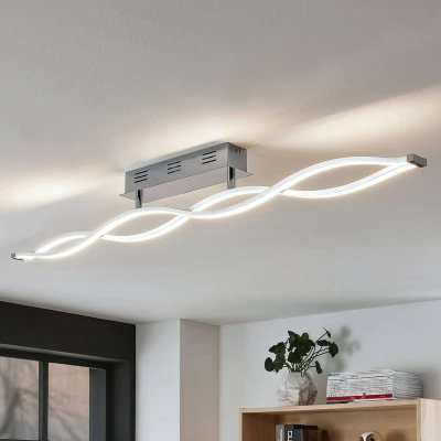 Abbildung von Lucande LED Deckenlampe Roan, 115 cm, chrom, Edelstahl