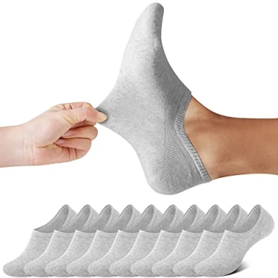 Abbildung von FALARY Füßlinge Herren Damen Footies Unsichtbare Kurze 10 Paar Sneaker Socken Großes Silikonpad Verhindert Verrutschen_Grau_47 50
