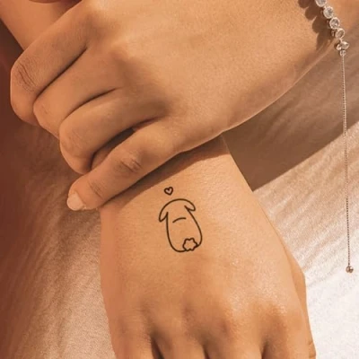 Abbildung von Inkster® Hase mit Herz Tattoo Temporäres EU Kosmetikzertifizierung wasserfest + vegan revolutionäres 2 Wochen Fake Tattoos und Klebetattoos für Erwachsene