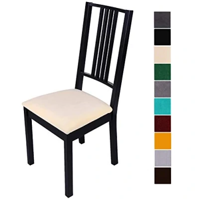 Abbildung von Homaxy Stuhlbezug Sitzfläche Samt Weich Sitzbezug Stuhl Stretch sitzbezüge für Esszimmerstühle Abwaschbar Schonbezug Hussen Stühle 4er Set, Beige