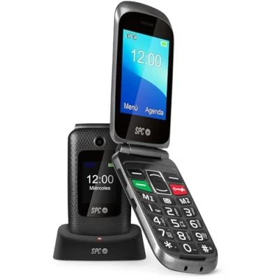 Abbildung von SPC Magnus Klapphandy für Senioren mit großen Tasten, Fernkonfiguration, hörgerätekompatibel, lauter Rufton, Doppeldisplay, SOS Taste, USB C Ladestation Schwarz