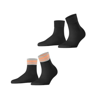 Abbildung von ESPRIT Damen Retro Glitter 2 Pack W SSO Baumwolle Gemustert Paar Socken, Schwarz (Black 3000), 35 38 (2er Pack)