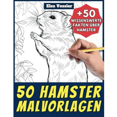 Abbildung von 50 Hamster Malvorlagen Malbuch für Kinder und Erwachsene: +50 erstaunliche Fakten über Hamster. Ausmalbuch Jungen Mädchen. Male lerne mit Elsa Tiere Band 35