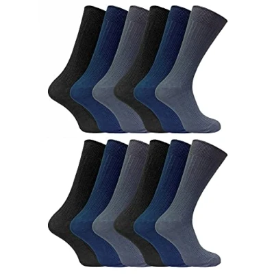 Abbildung von 12er Pack Herren 100% Baumwolle Socken Sock Snob Atmungsaktive und Weiche Gerippte Schwarz (46 50, Bng)