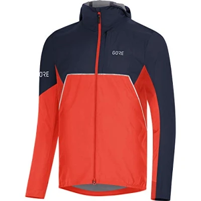 Abbildung von GORE WEAR R7 Herren Lauf Kapuzenjacke Partial TEX INFINIUM, M, Feuerrot/Marineblau