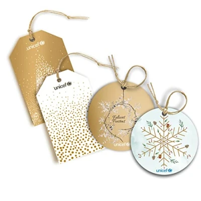 Abbildung von UNICEF Packung mit 16 Geschenkanhängern, Gold