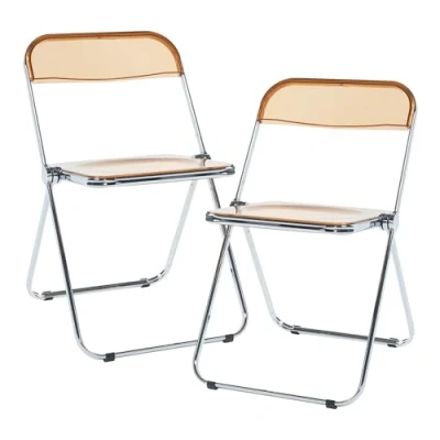 Abbildung von en.casa Klappstuhl (2 St), »Pornainen« Transparent Stuhl im 2er Set 74x46x47cm Orange