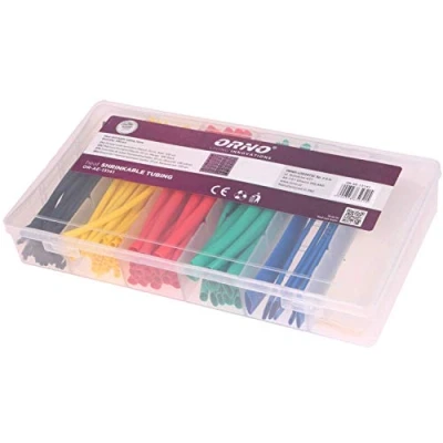 Abbildung von ORNO AE 13141 Schrumpfschlauch Set 100 Stück, 6 Farben: Gelb, Blau, Schwarz, Grün, Rot, lange: 10cm