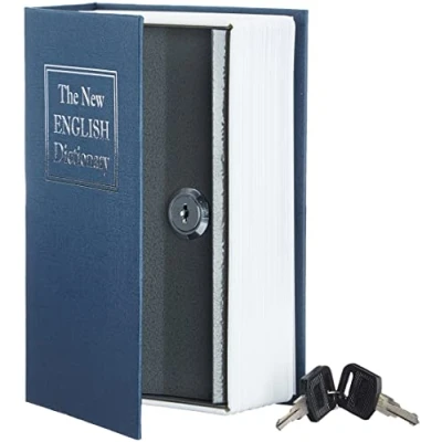 Abbildung von Amazon Basics Buch Safe, Schloss mit Schlüssel (klein) Mittel, Blau