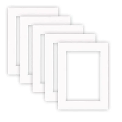 Abbildung von nielsen Conservation Passepartout Karton 1,5 mm 5er Set Außenformat 30x40 cm für Bildformat 20,5x29,5 (DIN A4) Polarweiß (hellweiß) strukturierte Oberfläche
