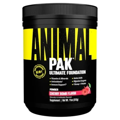 Abbildung von Universal Nutrition ANIMAL Pak Pulver (Cherry) Multivitamin Komplex fürs Training mit Vitaminen, Mineralien &amp; Aminosäuren, Enzyme unterstützen die Nährstoffversorgung Immunsystem, 44 Messlöffel