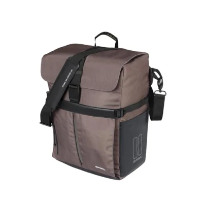 Abbildung von Basil Move Schultertasche MIK Hooks 15L, Braun, Wasserabweisend, Recyceltes Polyester, Perfekt für den Alltag und Freizeit, Kompatibel mit Allen Gepäckträgern