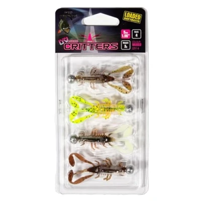 Abbildung von Fox Rage UV Micro Critter 5cm Loaded 3g 4 montierte Gummikrebse, Softbaits zum Barschangeln, Kunstköder