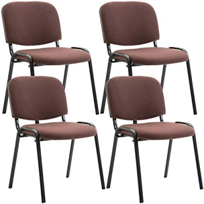 Abbildung von CLP 4er Set Besucherstuhl Ken Stoff I Stapelstuhl Mit Robustem Metallgestell Polsterstuhl Rückenlehne, Farbe:braun