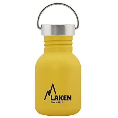 Abbildung von Laken Basic Edelstahlflasche, Trinkflasche Weite Öffnung mit Edelstah Schraubverschluss, BPA frei 0,35L, Gelb