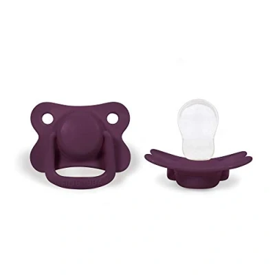 Abbildung von Filibabba® Schnuller 2er Set Baby aus Silikon in schönen matten Farben Kiefergerechte Dänisches Design 2 Stück mit Box (Plum, 6+ Monate)