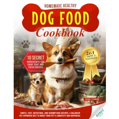 Abbildung von Homemade Healthy Dog Food Cookbook: 2 in 1 Guide and Cookbook with Simple, Fast, Nutritious, Scrumptious Recipes. A Balanced Vet Approved Diet to Boost Your Pet’s Longevity Happiness.