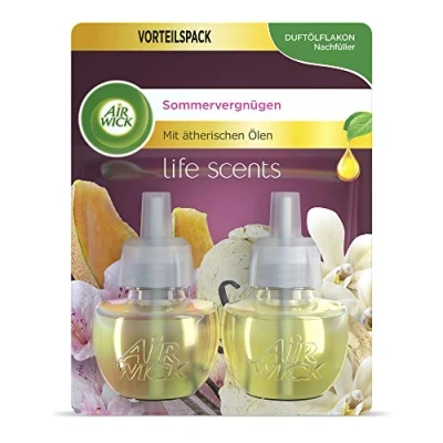 Abbildung von Air Wick Duftölflakon Nachfüller DUO Sommervergnügen Fruchtig frischer Raumduft 2er Duftöl Set Plastikfreie Verpackung
