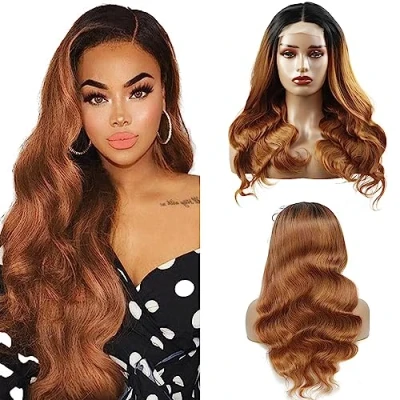 Abbildung von Lakaisa Glueless Wig Wear and Go Echthaar Perücke Braun 4X4 HD Lace Front Human Hair Body Wave 100% Unprocessed Brazilian Virgin 180% Density Free Part for Woman 26 Zoll