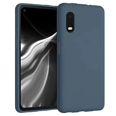 Abbildung von kwmobile Hülle kompatibel mit Samsung Galaxy Xcover Pro weiches TPU Silikon Case Cover geeignet für kabelloses Laden Dunkler Schiefer