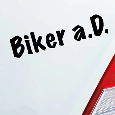Abbildung von Hellweg Druckerei Biker a.D. außer Dienst Motorrad Bike Fun Auto Aufkleber Sticker Heckscheibenaufkleber