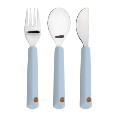 Abbildung von LÄSSIG Kinderbesteck Set 3 teilig Gabel, Löffel, Messer Edelstahl Silikongriff/Cutlery with Silicone Handle Happy Rascals Smile