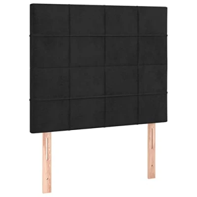 Abbildung von vidaXL Kopfteil 2 STK., Bettkopfteil mit Holzbeinen, Höhenverstellbar Polsterkopfteil für Bett, Betthaupt Bettzubehör Schlafzimmer, Schwarz 80x5x78/88cm Samt