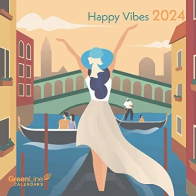 Abbildung von GreenLine Happy Vibes 2024 Wand Kalender Broschüren 30x30 30x60 geöffnet
