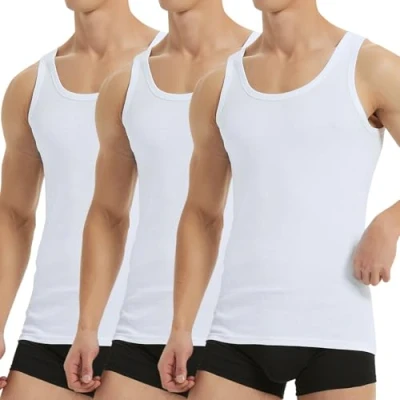 Abbildung von Falechay Unterhemd Herren Tank Top 3er Pack Baumwolle Feinripp ärmellos Muskelshirtst Männer Sportunterhemden Weiß 4XL