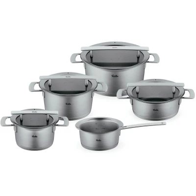 Abbildung von Fissler Topf Set &quot;Phi Collection&quot;, Edelstahl 18/10, (Set, 5 tlg., Kochtopf 16/20/24cm; Bratentopf 20cm; Stielkasserolle 16cm ohne Deckel), cookstar Allherdboden; 18/10; Made in Germany