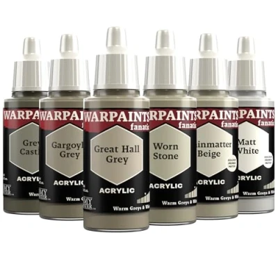 Abbildung von The Army Painter, Warpaints Fanatic Flexible Triad: Warm Greys &amp; White, 6 x 18 ml Acrylfarbe, Miniatur Hobbybemalung, Für Wargaming