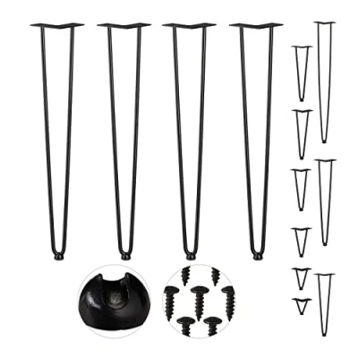 Abbildung von Relaxdays Hairpin Legs, 4er Set, 2 Streben, Metall, Haarnadel Tischbein für Hocker, Tisch &amp; Schrank, 71 cm hoch, schwarz