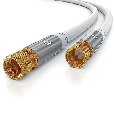 Abbildung von CSL 0,5m SAT Kabel 8k 4k HDTV 135db Premium Koaxialkabel Satellitenkabel F Stecker TV Radio DVB T C S S2 Abschirmmaß 75 Ohm hochdichte 4 Fach Schirmung weiß